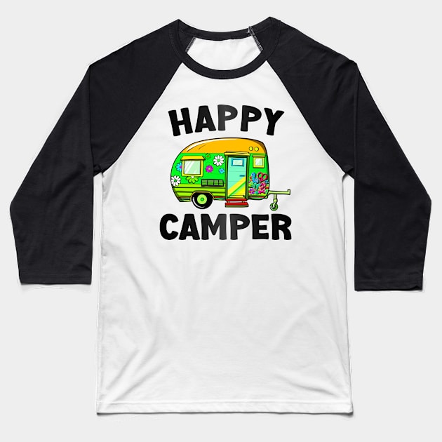 Happy Camper Baseball T-Shirt by Whimsical Frank